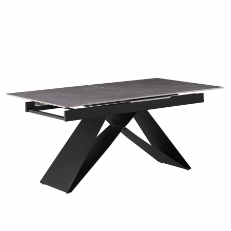 Mese bucatarie /dining - Masă dining extensibilă, beton/neagră, 160-200x90 cm, MAJED
