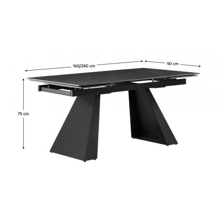 Masă dining extensibilă, grafit/neagră, 160-240x90 cm, SALAL [1]