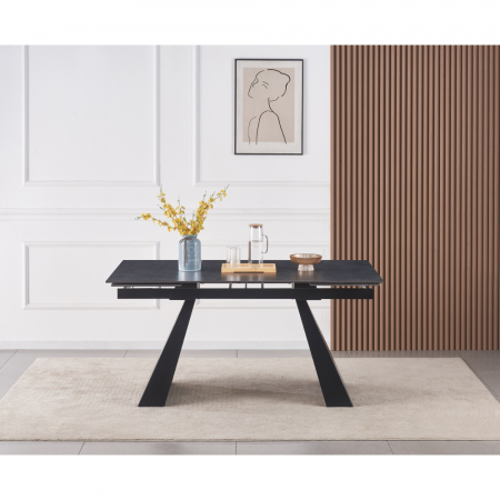 Masă dining extensibilă, grafit/neagră, 160-240x90 cm, SALAL [10]