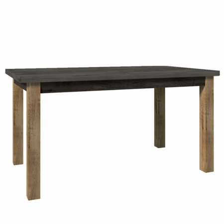 Mese bucatarie /dining - Masă dining, extensibilă, stejar lefkas închis/gri, 160-203x90 cm, MONTANA STW