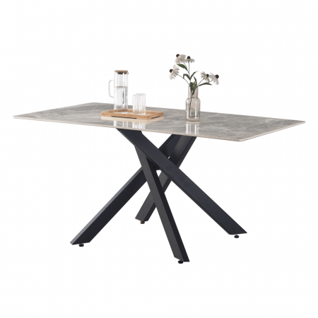 Masă dining, gri deschis/neagră, 160x90 cm, ZENOS [1]