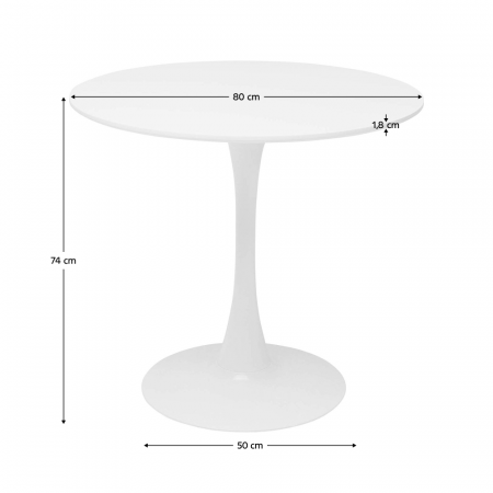 Masă dining, rundă, alb mat, diametru 80 cm, REVENTON NEW [1]