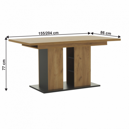 Masă dining, stejar craft auriu / grafit gri, 155-204x86 cm, FIDEL [15]