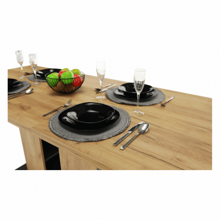 Masă dining, stejar craft auriu / grafit gri, 155-204x86 cm, FIDEL [11]