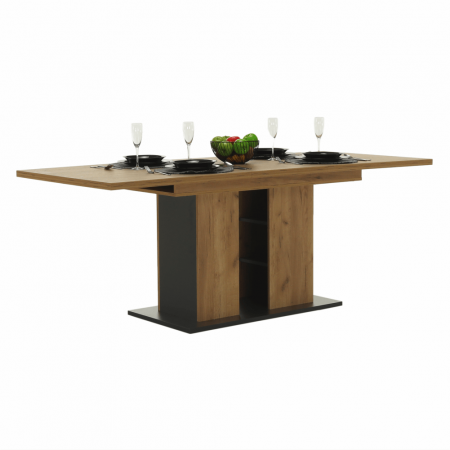 Masă dining, stejar craft auriu / grafit gri, 155-204x86 cm, FIDEL [4]
