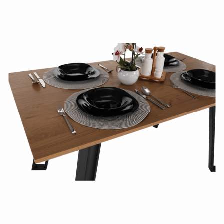 Masă dining, stejar/negru, 140x80 cm, PEDAL [1]