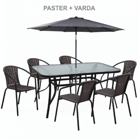 Masă dining, sticlă securizată/oţel, 150x90 cm, PASTER [9]