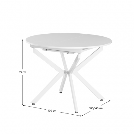 Masă extensibilă de dining, albă, 100x100-140x75 cm, ABERO TIP 1 [9]