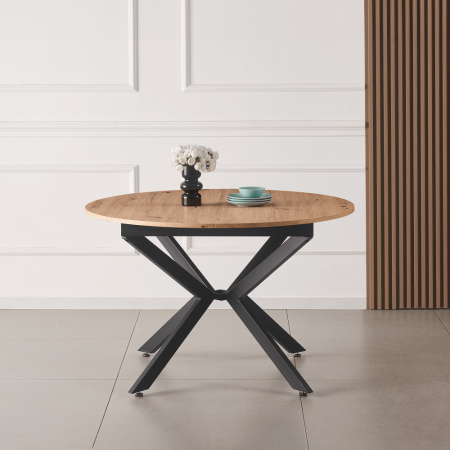 Masă extensibilă de dining, stejar artisan / neagră, 100x100-140x75 cm, ABERO TIP 1 [6]
