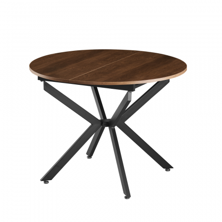 Bucatarie - Masă extensibilă de dining, stejar închis/neagră, 100x100-140x75 cm, ABERO TIP 1