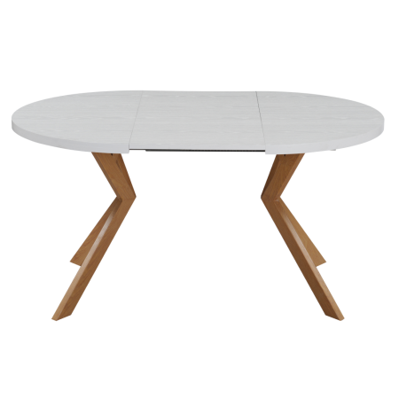 Masă extensibilă de sufragerie, albă/stejar, 100-250x75,5 cm, LUKOS [2]