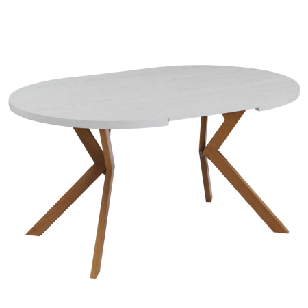 Masă extensibilă de sufragerie, albă/stejar, 100-250x75,5 cm, LUKOS [3]