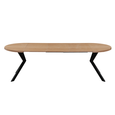 Masă extensibilă de sufragerie, stejar deschis/negru, 100-250x75,5 cm, LUKOS [6]