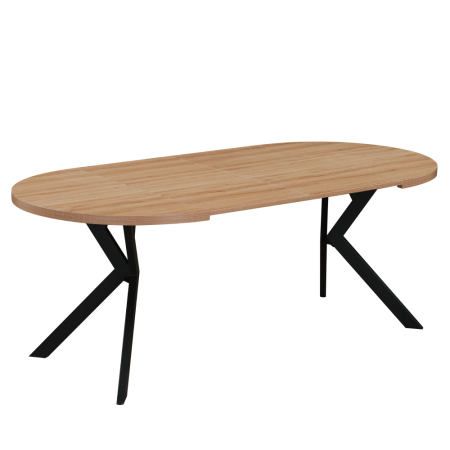 Masă extensibilă de sufragerie, stejar deschis/negru, 100-250x75,5 cm, LUKOS [4]