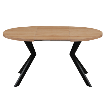 Masă extensibilă de sufragerie, stejar deschis/negru, 100-250x75,5 cm, LUKOS [2]
