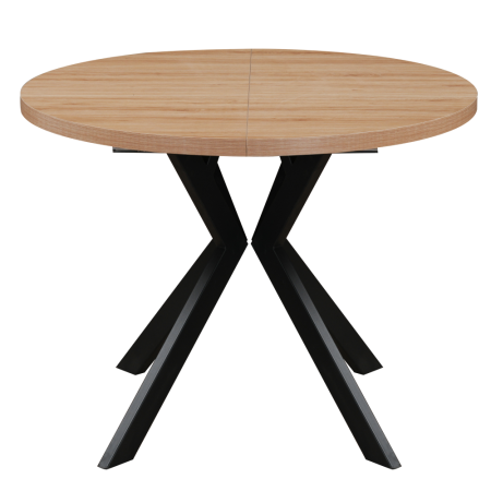Masă extensibilă de sufragerie, stejar deschis/negru, 100-250x75,5 cm, LUKOS [11]