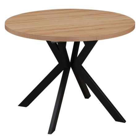 Bucatarie - Masă extensibilă de sufragerie, stejar deschis/negru, 100-250x75,5 cm, LUKOS