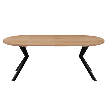 Masă extensibilă de sufragerie, stejar deschis/negru, 100-250x75,5 cm, LUKOS [5]