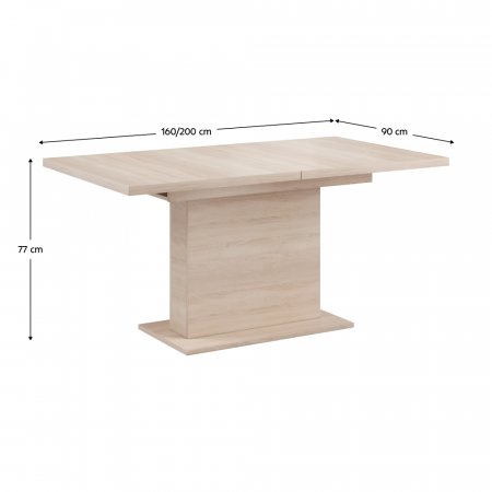 Masă extensibilă pentru sufragerie, stejar sonoma, 160-200x90 cm, BOBA [3]