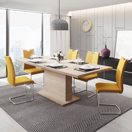 Masă extensibilă pentru sufragerie, stejar sonoma, 160-200x90 cm, BOBA [2]
