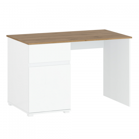 Mobilier Birou - Masă PC 1D1S/ 120, alb lucios/ stejar wotan, VILGO