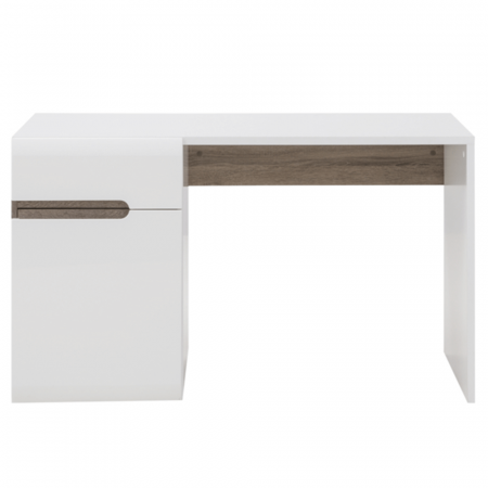 Masă PC, alb extra lucios HG/stejar sonoma închis trufă, LYNATET Tip 80 [4]