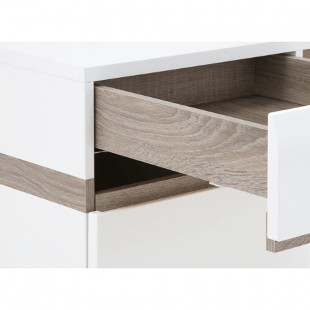 Masă PC, alb extra lucios HG/stejar sonoma închis trufă, LYNATET Tip 80 [2]