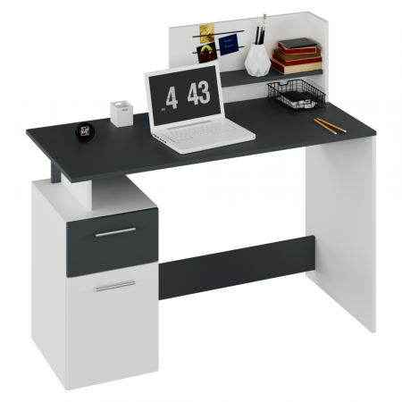 Birouri - Birou , alb/grafit, 122 cm lungime