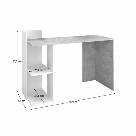 Masă PC, beton/alb, ANDREO NEW [4]