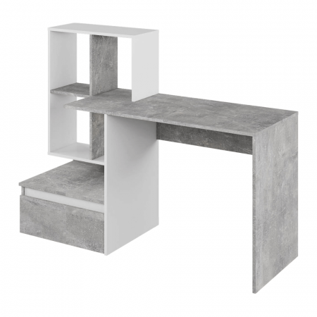 Masă PC, beton/alb, NEREO NEW [3]