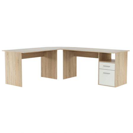 Birouri - Masă PC de colţ, stejar sonoma/albă, MAURUS NEW MA11