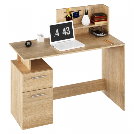 Toate Produsele - Birou , masa birou pc, cu etajera, pal stejar sonoma, 121,5 cm lungime x 55 cm adancime