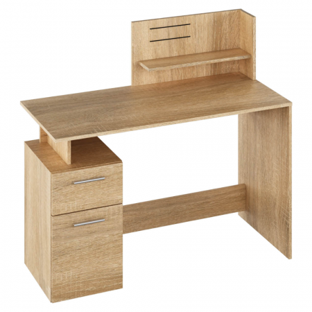 Birou , masa birou pc, cu etajera, pal stejar sonoma, 121,5 cm lungime x 55 cm adancime [1]