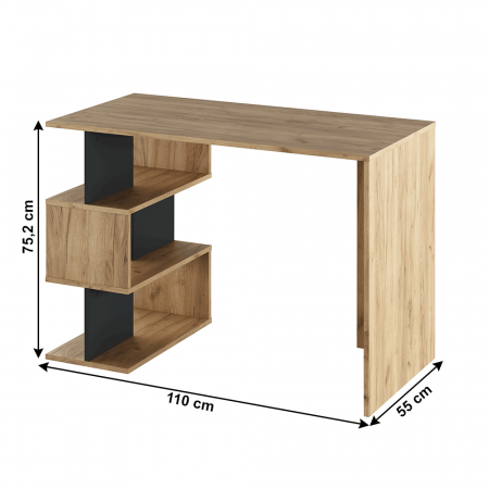 Masă pentru PC, stejar artizan / grafit, ABES [2]