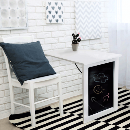 Masă pliantă, de perete cu tablă de cretă, albă, ZALMAN [15]