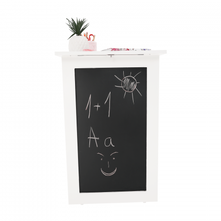 Masă pliantă, de perete cu tablă de cretă, albă, ZALMAN [11]