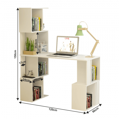 Masă pt. calculator cu raft, alb, FLOKI NEW [1]