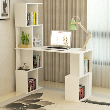Masă pt. calculator cu raft, alb, FLOKI NEW [2]
