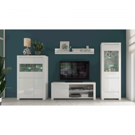 Masă TV 1D / 160, alb lucios, LINDY [1]