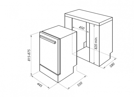 Masina de spalat vase incorporabila Pyramis DWI45FI, 9 seturi, 4 programe, Clasa E, Aqua Stop, 45 cm [1]