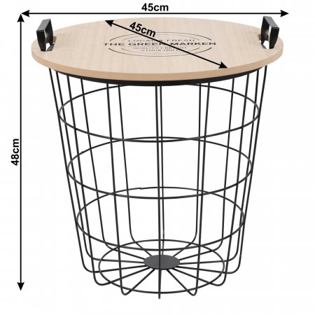 Măsuţă auxiliară, model natural/negru, NANDO [7]
