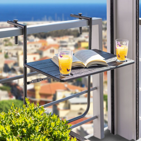 Măsuţă de balcon pliabilă, neagră, UZOR [5]