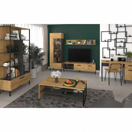 Măsuţă de cafea 120, stejar craf auriu/antracit, SANTANA [3]