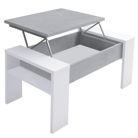 Toate Produsele - Măsuţă de cafea, alb/beton, cu sistem de ridicare