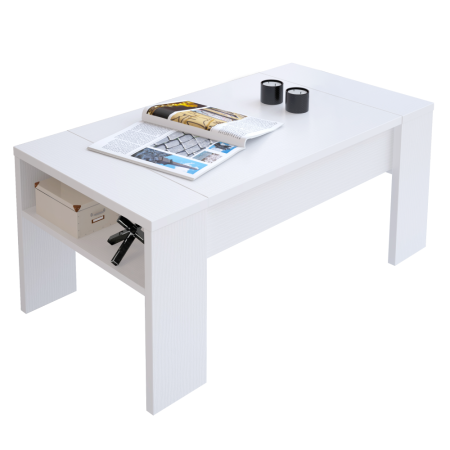 Măsuţă de cafea, alb, cu sistem de ridicare [1]