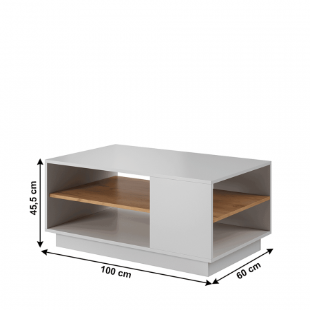 Măsuţă de cafea, alb/ stejar craft auriu, TRIO [2]