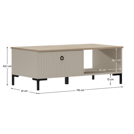 Măsuţă de cafea, gri-maroniu Taupe/stejar silverjack, DOMCA 1S [3]