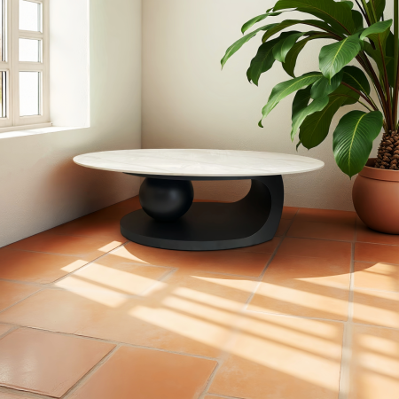 Măsuţă de cafea, imitaţie marmură/negru, AXEN [6]