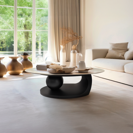 Măsuţă de cafea, imitaţie marmură/negru, AXEN [1]