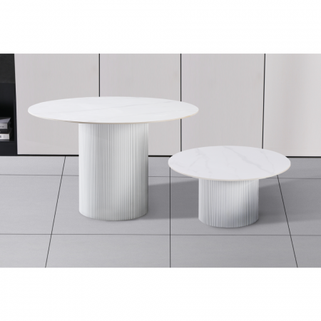 Măsuţă de cafea, marmură albă/MDF, diametru 80 cm, MAHIR TYP 1 [2]